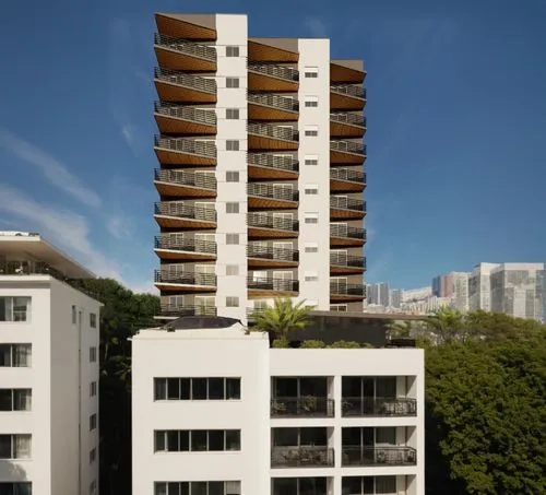 two tall buildings with balconies next to each other,residencial,condominia,bahru,interlace,residential tower,seidler,escala,vedado,multistorey,toowong,condominium,high rise building,edificio,capitala