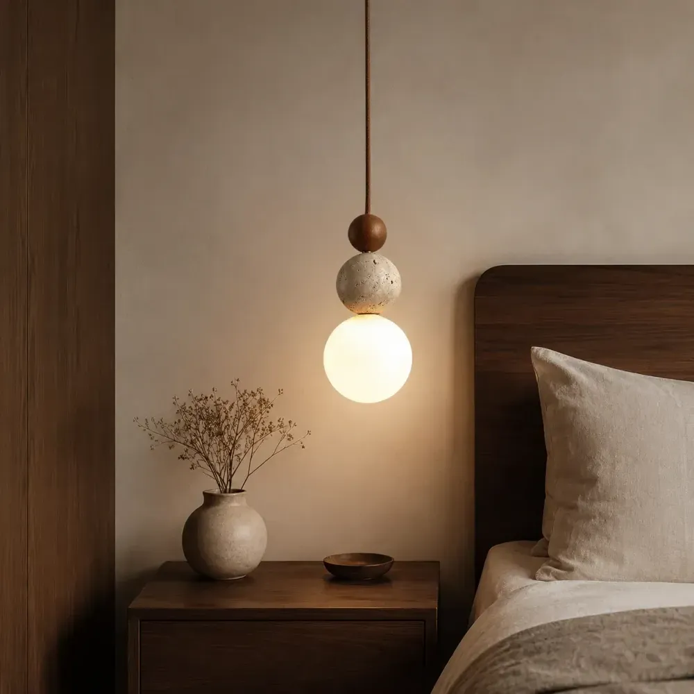 Cerlune Travertine Globe Pendant Light