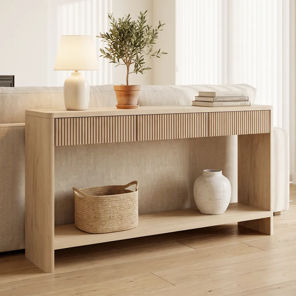Fluted Console Styling with Texture and Light