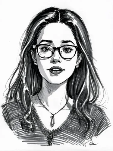girl,a black and white drawing of a  with glasses,librarian,artist portrait,girl portrait,bespectacled,caricature,blogger icon,girl drawing,rowan,caricatured,oval frame,with glasses,flat blogger icon,