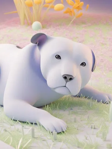 an animated dog that is laying down on the ground,dubernard,defence,icebear,ice bear,disneynature,whitebear