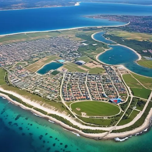 skydiving facilities to be located near the sea,an aerial view of some very small island,falsterbo,bodden,borkum,barbuda,fehmarn,fisher island