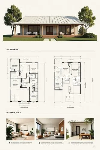 A professional architectural presentation board with a Pure background and a clean, minimalist design layout. The board includes:

Top Section: On the top left, a photorealistic render of a contempora
