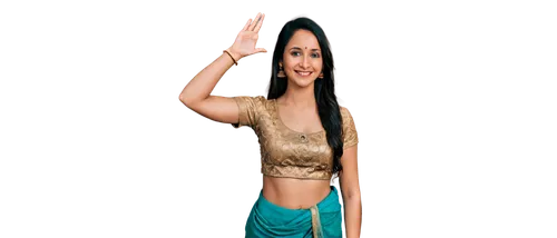 Indian woman, traditional dress, bright colorful sari, golden jewelry, bindi on forehead, dark hair, warm skin tone, gentle smile, delicate fingers, intricate henna design on hands, festive atmosphere