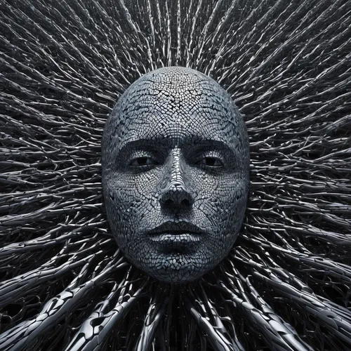 The mind becomes another world, a multiverse,fractalius,mandelbulb,woven,primitive man,echo,3d,png sculpture,biomechanical,human head,3d man,vessel,throne,meridians,cinema 4d,humanoid,illusion,neural,