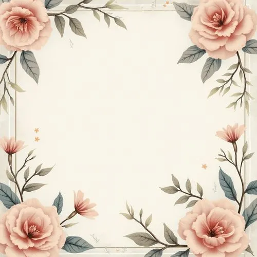 Devise an elegant floral background with muted colors and delicate vines.,a pink flower frame is in front of a white background,floral digital background,floral frame,floral silhouette frame,flower fr