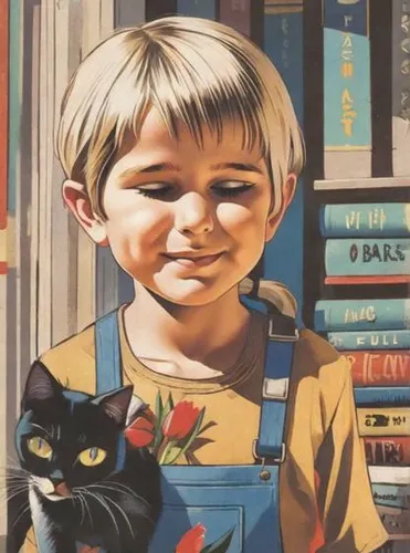 a collection of short stories for children,cooking book cover,vintage books,book illustration,young cat,vintage illustration,kids illustration,scholastic,tabby cat,bookshops,little cat,sci fiction ill