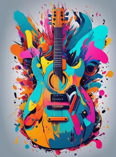 Strange kind of guitar music. Abstract.,painted guitar,electric guitar,guitar,concert guitar,the guitar,acoustic-electric guitar,vector graphic,music,vector illustration,vector art,music is life,vecto