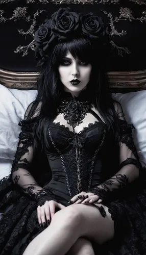 death very happy
is in my bed,   girl, black roses ,gothic fashion,gothic woman,gothic portrait,gothic style,dark gothic mood,gothic dress,gothic,goth woman,black rose,dark angel,dead bride,victorian 