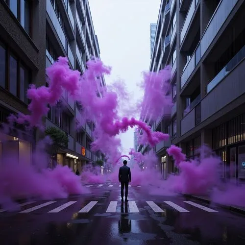 Information about interior design, interior decoration, decorating ideas, and more.,a man standing under purple smoke coming from his head,spray mist,spray,splash paint,light spray,bubble mist,dispers