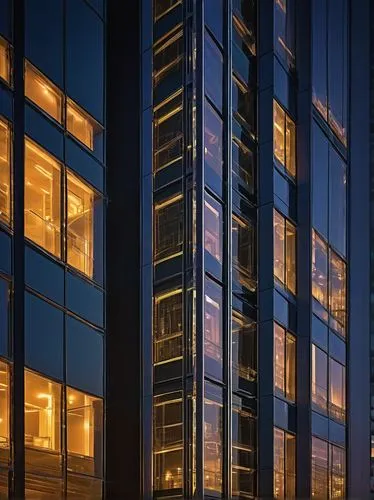 Modern building, commercial complex, futuristic skyscraper, glass curtain wall, aluminum frame, sleek lines, silver reflective surface, LED strip lights, night scene, cityscape, urban landscape, detai