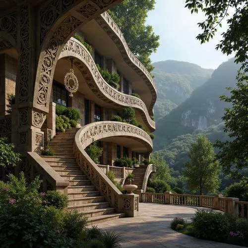 Art Nouveau Style Mountainous Building Architecture Design Ideas