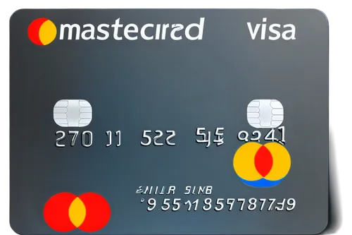 Credit card, golden logo, embossed font, Mastercard/Visa/Amex, silver background, reflective surface, slight shadow, 3D effect, close-up shot, high contrast, bright lighting, shallow depth of field, d
