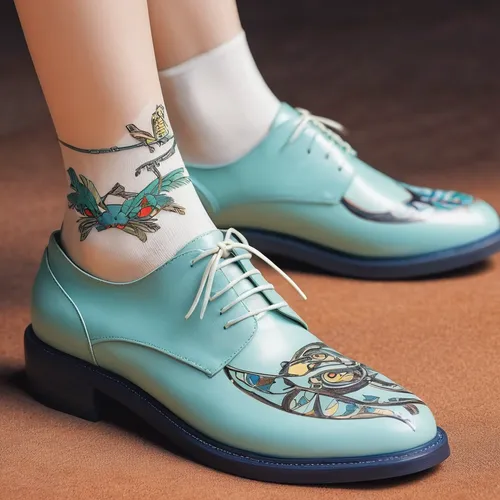 Subtle yet eye-catching; add some color to your ankle.,doll shoes,flapper shoes,cinderella shoe,heeled shoes,garden shoe,vintage shoes,blue shoes,watercolor socks,cloth shoes,leprechaun shoes,wedding 
