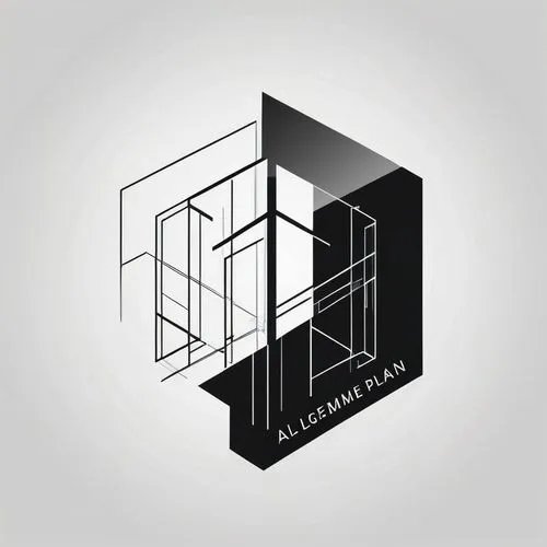 Minimalist logo design for an architecture and urban planning firm named "Allgemeiner Plan". Use stylized letters "A" and "P" integrated into a clean geometric composition inspired by architectural si