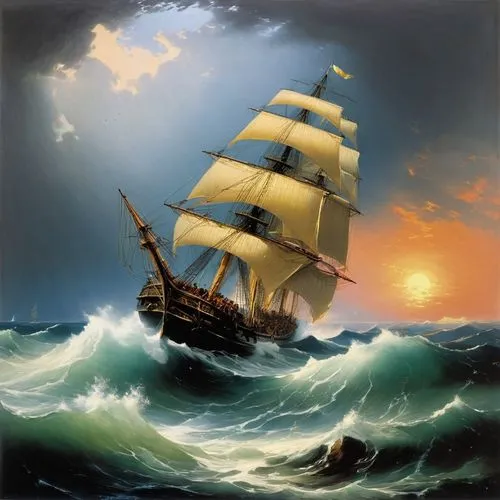 Stunning old oil painting "The Ninth Wave" is an 1850 painting by Russian-Armenian marine painter Ivan Aivazovsky. It is his best-known work. The title refers to an old sailing expression referring to