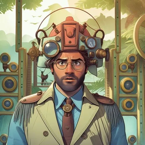 the video game's director with his head in a suit,engineer,archaeologist,cartoon doctor,principal,professedly,physician