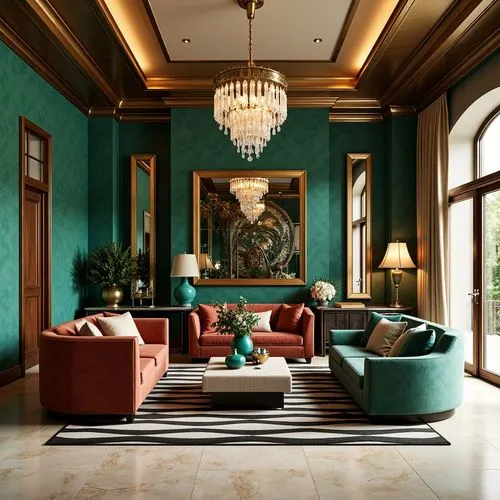 Art Deco Style Living Room Interior Design Ideas