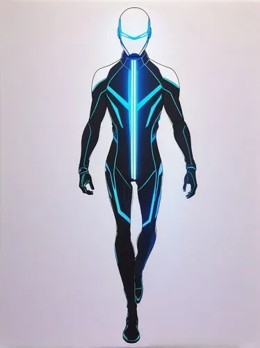 minimalist men Luminous Tron costume fashion sketch, inspired by Tron: Legacy,electro,3d man,steel man,cyan,vector image,vector graphic,sigma,vector design,vector,wall,3d model,humanoid,nova,ironman,a