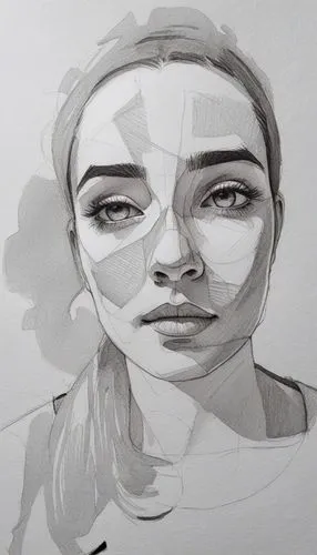a drawing of a woman in different shades,underpainting,underdrawing,rgd,unfinished,rotoscoped,charcoal pencil,wip,sketching,girl drawing,charcoal drawing,rotoscope,brushwork,graphite,watercolor paper,