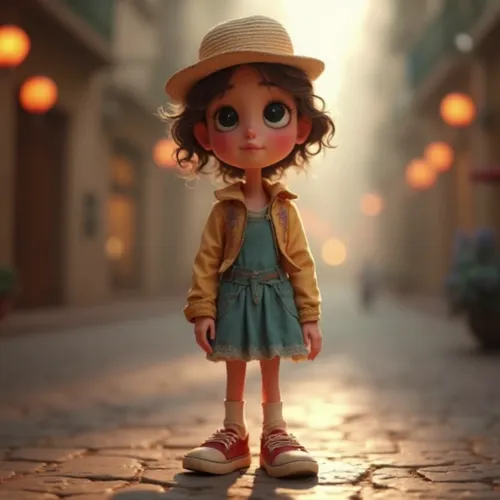bowing movement taking off the hat,agnes,cute cartoon character,coraline,cute cartoon image,cheburashka,fashion doll,little girl with umbrella,fashionable girl,clay doll,nanako,arrietty,storybook char