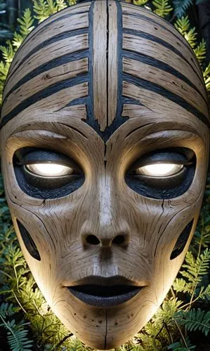 a wooden mask with many lights shining inside,wooden mask,totem,anonymous mask,golden mask,gold mask,totemic,filigreed,light mask,shaman,mask,tribal,totems,amazonian,alien warrior,ankh,shamanism,pinea