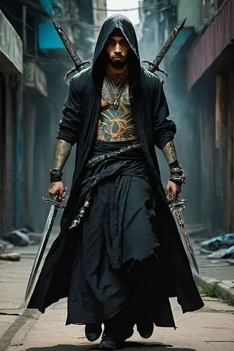  ,a man in a black outfit with his sword,samurai,samurai fighter,monk,sultan,guru,assassin,maharaja,vigilante,swordsman,middle eastern monk,khan,samurais,swami,blade,shaikh,vizier,warrior east,sadhu,m