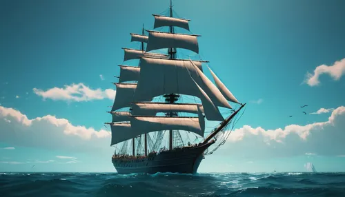 Tall Ship, Big Ocean,sea sailing ship,sail ship,sailing ship,galleon ship,sailing vessel,full-rigged ship,barquentine,galleon,tallship,caravel,sloop-of-war,friendship sloop,pirate ship,windjammer,tall