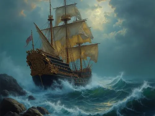 classic oil painting, Ivan Aivazovsky style.
Scene description: dying old ship in the stormy sea ,a painting of a ship in the ocean,sea sailing ship,sail ship,shipwreck,galleon,sea fantasy,aivazovsky,
