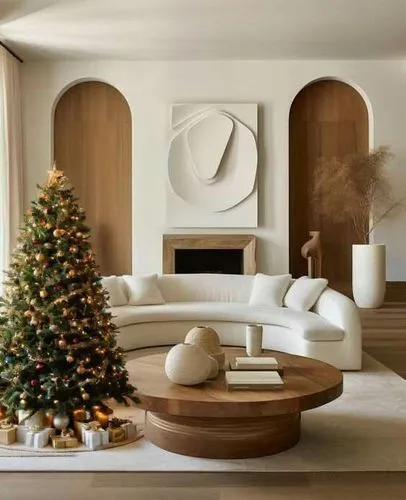 Christmas tree in my living room,a living room is decorated with christmas ornaments,christmas fireplace,christmas room,modern living room,christmas landscape,minotti,mahdavi