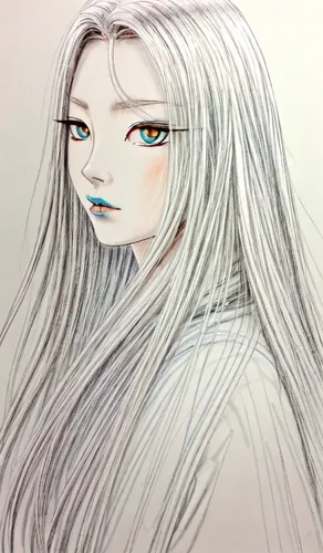 gray color,white lady,copic,long-haired hihuahua,elven,white walker,the snow queen,oriental longhair,pencil color,scribble,ragdoll,colored crayon,white bird,ghost girl,vampire lady,markers,pastel pape