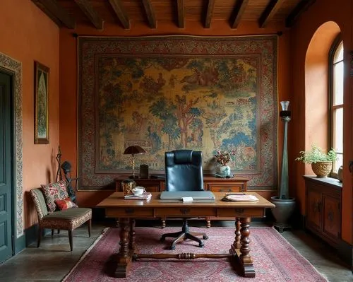  interior design,a desk with a laptop and chairs in a large room,danish room,study room,bureau,computer room,sitting room,anteroom,Photography,Documentary Photography,Documentary Photography 01