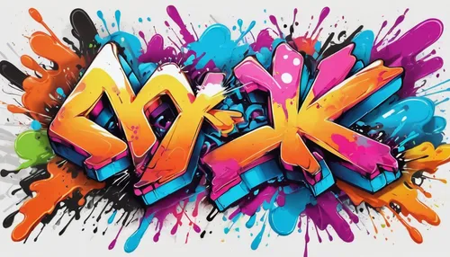 the words OK is sprayed on a white background, in the style of colorful drawings, digital painting and drawing, colorful animations, cute and colorful,,graffiti splatter,ski,slk,sokoke,sakko,cmyk,graf