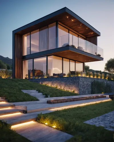 House, landscape, black, wood, trational contemporary, architect,modern house,3d rendering,modern architecture,dunes house,render,cubic house,smart home,house in the mountains,house in mountains,beaut