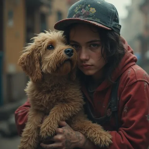 hyperrealistic 
a beautiful, kind, charming, sociable, atmospheric photos, exotic,  8k, Hyper detailed
, dog,girl with dog,boy and dog,difranco,companion dog,human and animal,barkus,marnie,clementine,