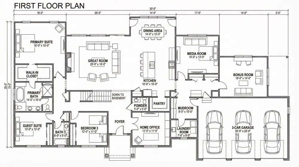 an apartment floor plan that is blueprinted in