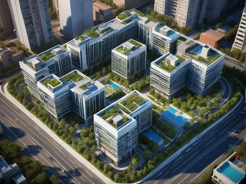 Modern architectural plans, blueprint layout, detailed floor plan, 3D rendering, urban planning, cityscape, skyscraper, commercial building, residential complex, minimalist design, sleek lines, glass 