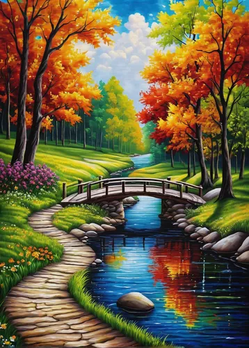 "The ""River Path""-5D DIY Diamond Painting , Diamond Painting kit",autumn landscape,landscape background,fall landscape,oil painting on canvas,nature landscape,river landscape,art painting,forest lan
