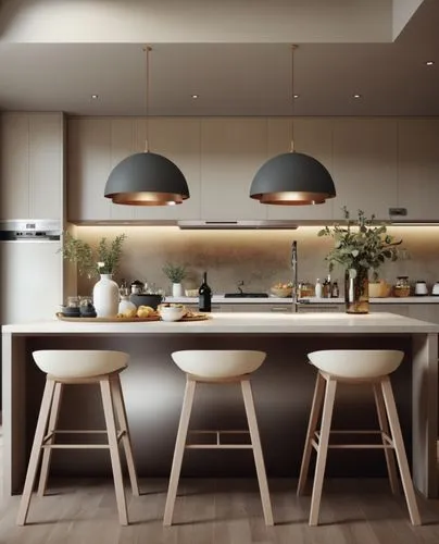 a kitchen with wooden floor and white countertops,modern kitchen interior,modern kitchen,kitchen design,modern minimalist kitchen,anastassiades,kitchen interior,Photography,General,Realistic