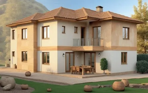 this is an image of a beautiful house,3d rendering,render,3d render,miniature house,3d rendered,house in mountains,small house,house in the mountains,renders,traditional house,modern house,wooden hous