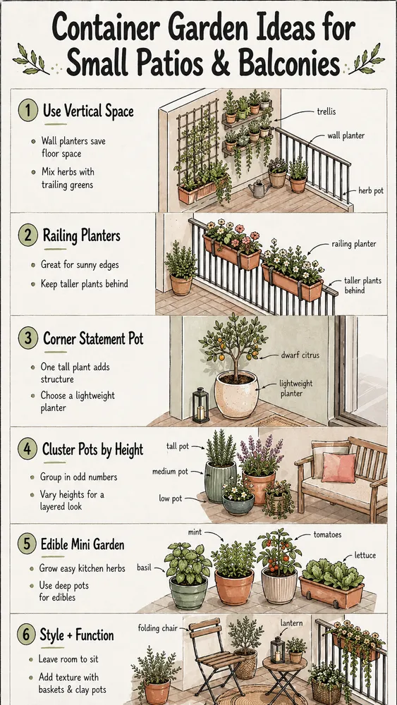 6 Container Garden Ideas for Small Patios & Balconies