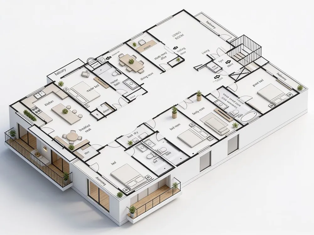 three floors are shown from an architectural perspective
