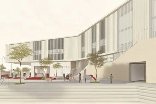 Edificio multiuso,school design,redevelopment,new building,biotechnology research institute,redeveloped,facade panels,carports,conservatoires,conservatoire,new city hall,forecourts,new housing develop