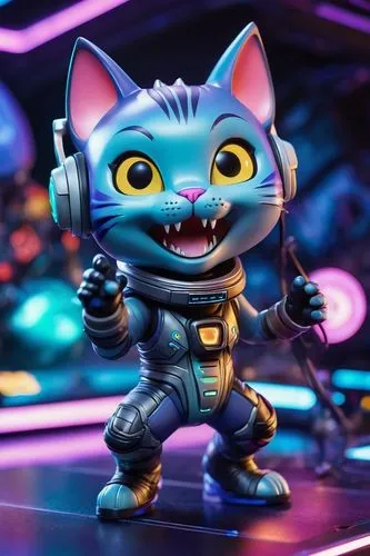 zoom out crazy monster cartoon character playing a alien horn at a rave on a spaceship, people from different galaxies dancing and enjoying the music, pixar, unreal engine, 8K.,an animal that is on to