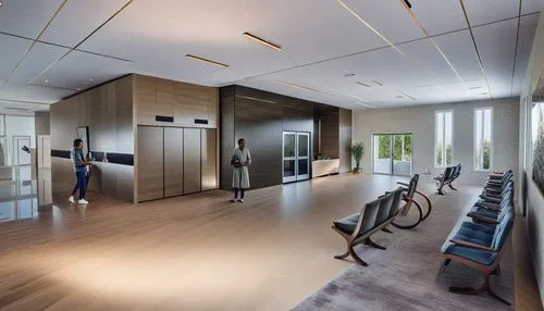 a woman standing in an empty office lobby,fitness room,modern kitchen interior,fitness center,modern kitchen,interior modern design,penthouses,fitness facility,luxury home interior,modern office,conte