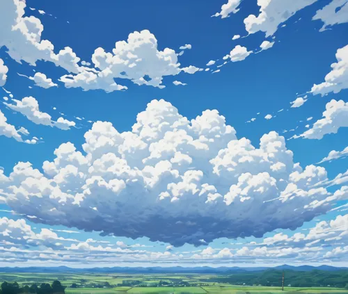 A cloud is floating in the sky, stop method, Miyazaki Hayao style, 16k, hyper quality ,blue sky clouds,blue sky and clouds,blue sky and white clouds,summer sky,sky clouds,landscape background,clouds -