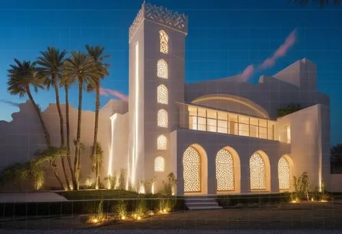 A PHOTOGRAPHY Hyperrealistic scene: A large, pillar-like structure with intricate, geometric architectural designs is on the left, framed by a patterned and polished iron dome in the middle. It is fac