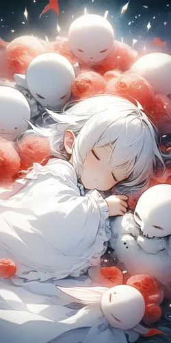 a woman with short hair and a dress in an anime scene,sleeping rose,sleepy sheep,sleeping,the sleeping rose,sleeping apple,weiss,asleep,napping,lumi,ayanami,inuyasha,sleep,dreaming,rose sleeping apple