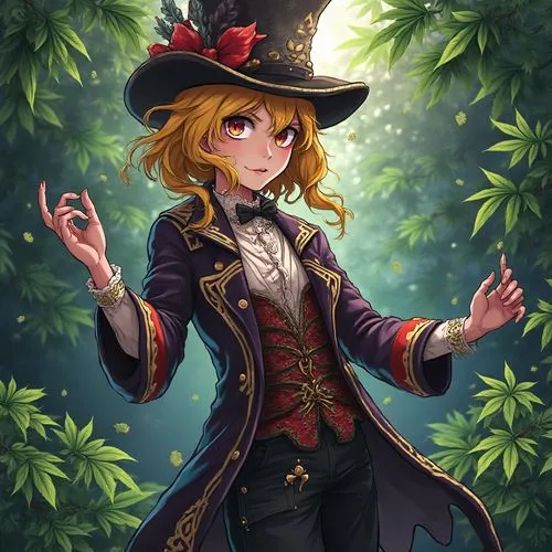 alice in wonderland shazam kazam wam bam emoji face anime male mad hatter warrior lingerie inspired gothic colonial clothing armor outfit full body marijuana leaf record background
,a drawing of a wom