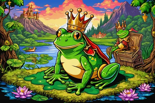 A mischievous frog prince challenges the frog king's authority.,frog king,frog prince,frog background,jazz frog garden ornament,frog through,green frog,frog gathering,wallace's flying frog,amphibian,t